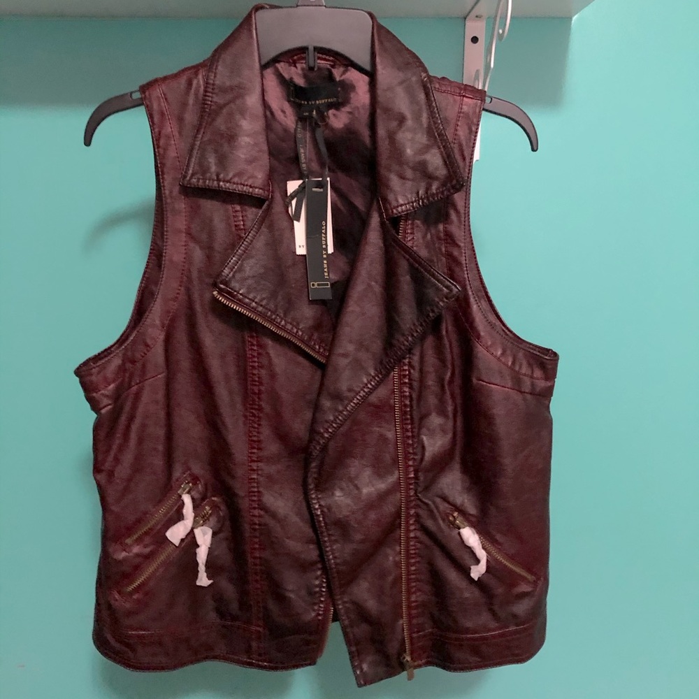 I Jeans by Buffalo Maroon Leather Jacket
